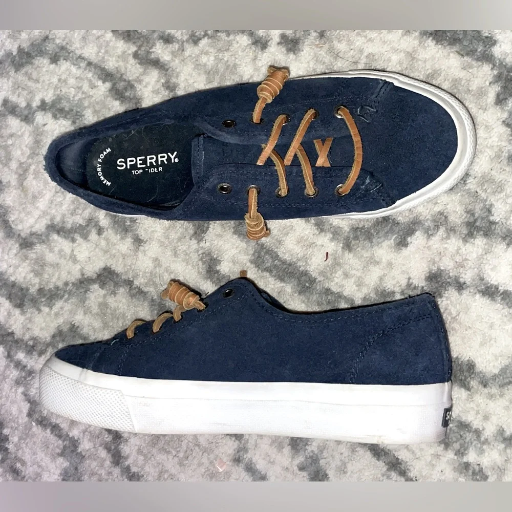 SPERRY memory foam Top-Slider shoes :Color: Brown & Navy 🤎 - Picture 1 of 5